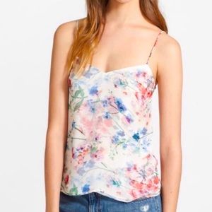 New Theory Silk Floral Top Tank XS P